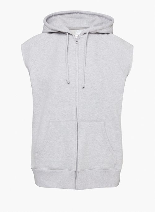 COZY FLEECE BOYFRIEND SLEEVELESS ZIP HOODIE - Sleeveless zip-up hoodie