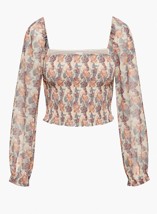 SAGA BLOUSE - Smocked chiffon blouse