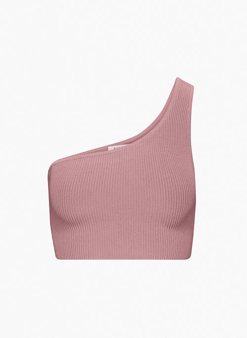 SCULPT KNIT ONE-SHOULDER CROPPED TANK - Tight-fit, cropped one-shoulder top