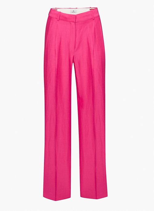 PLEATED LINEN PANT - High-waisted wide-leg pleated pants