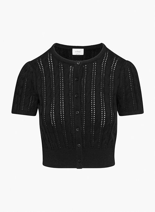 FEY CARDIGAN - Merino wool and cotton shortsleeve cardigan