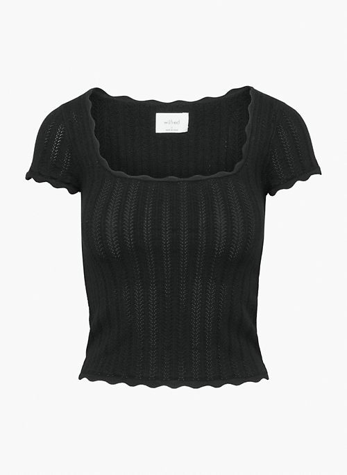 PARCEL TOP - Short-sleeve pointelle sweater
