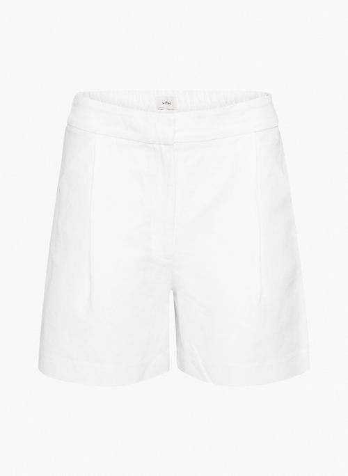 FABLE LINEN MID-THIGH SHORT - Pleated linen shorts