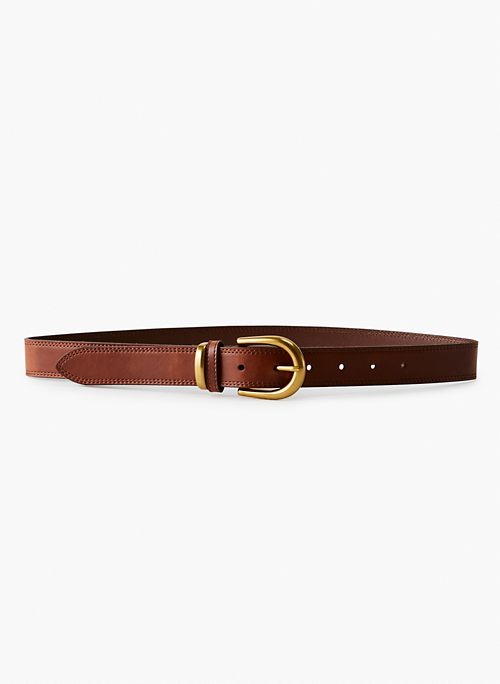 ACCENT SOLID BRASS LEATHER BELT - Solid brass classic leather belt