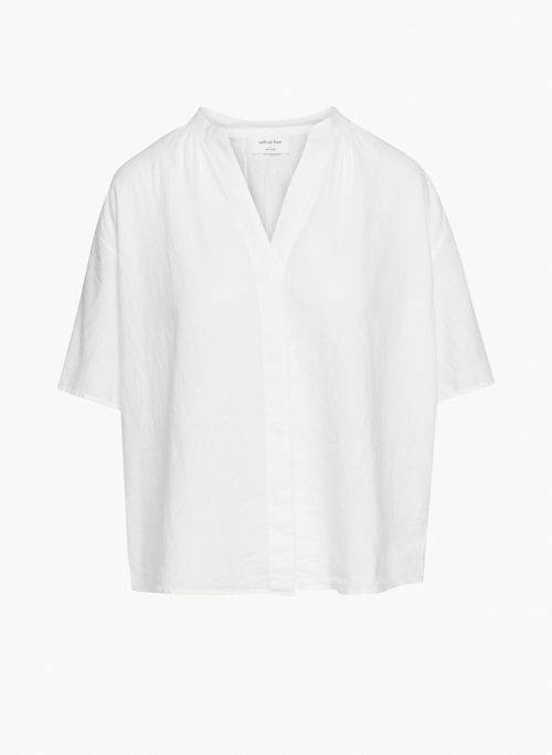 HANOKI LINEN BLOUSE - Short-sleeve linen button-up