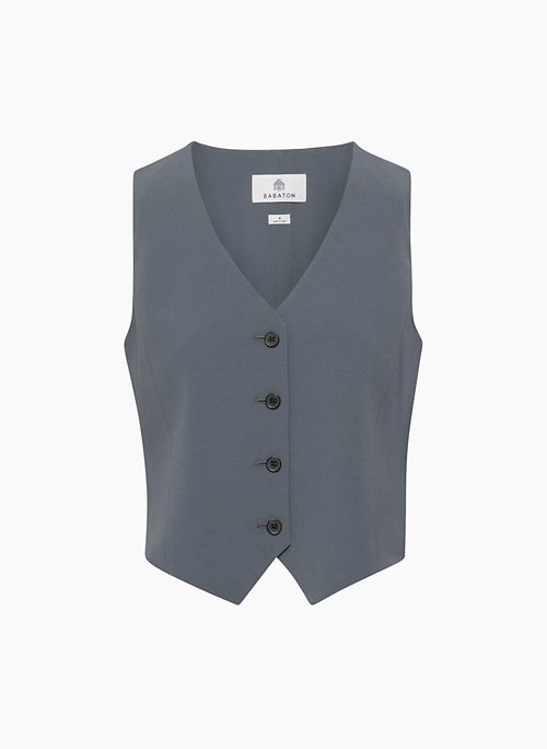 DENIRO VEST - Classic-fit button-up crepe suiting vest