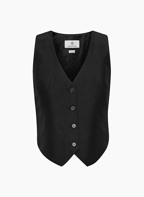 DENIRO LINEN VEST - Classic-fit linen button-up suit vest