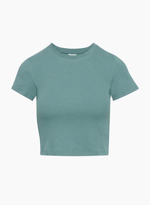 HOMESTRETCH™ CREW WAIST T-SHIRT - Stretch rib cotton crewneck t-shirt