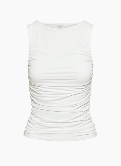 MUSING TOP - Soft-shine jersey ruched crewneck tank