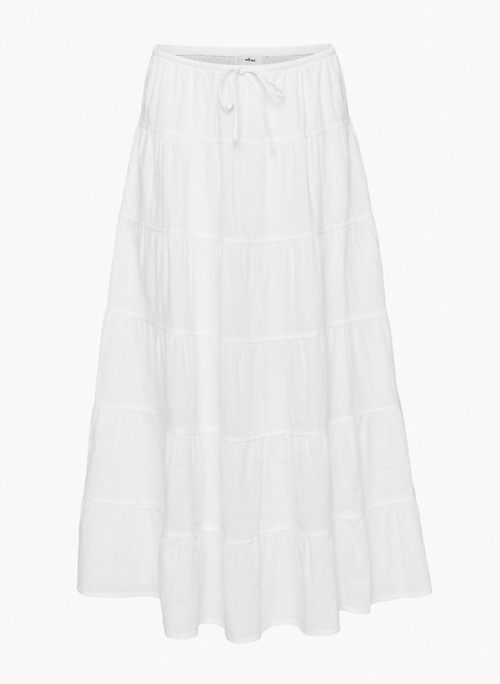 BOUQUET LINEN SKIRT - Tiered linen maxi skirt