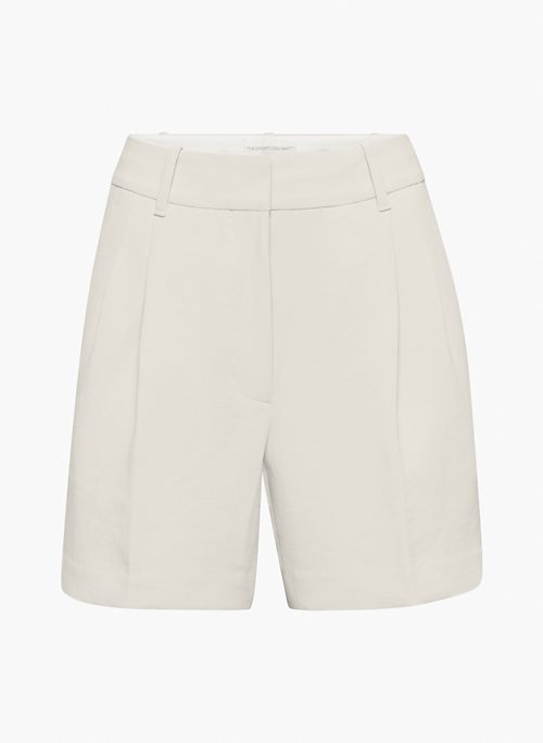 THE EFFORTLESS SHORT™ MID-THIGH - High-waisted wide-leg pleated crepe shorts