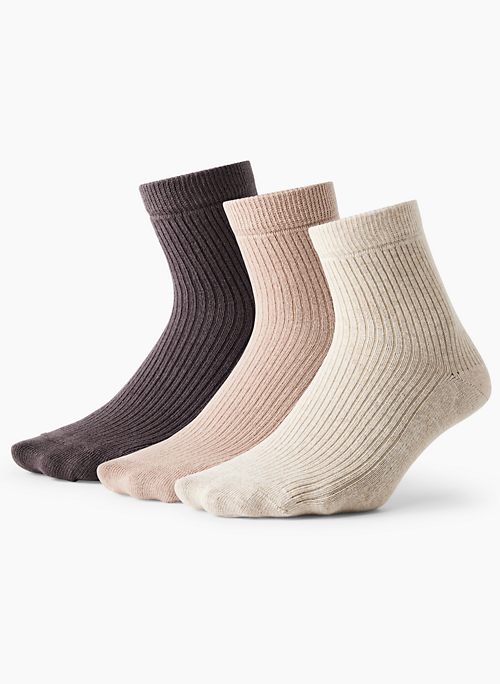 ONLY ANKLE SOCK 3-PACK - Ribbed organic cotton everyday ankle socks, 3-pack