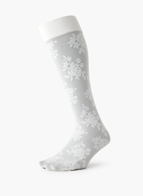 FLORET KNEE-HIGH SOCK - Floral lace knee-high socks