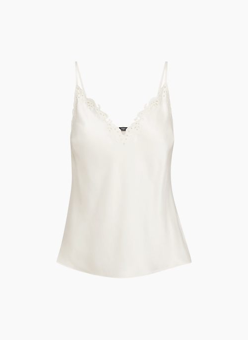FLEUR SATIN CAMISOLE - V-neck satin camisole with embroidery detailing