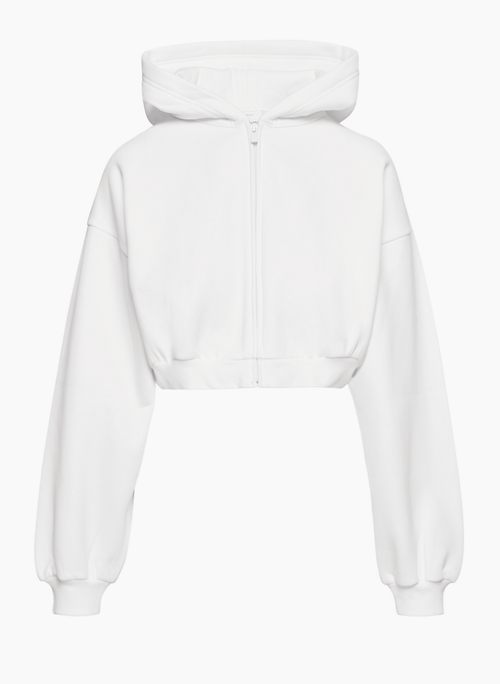 COZY FLEECE MEGA CROPPED ZIP HOODIE - Oversized cropped zip-up fleece hoodie