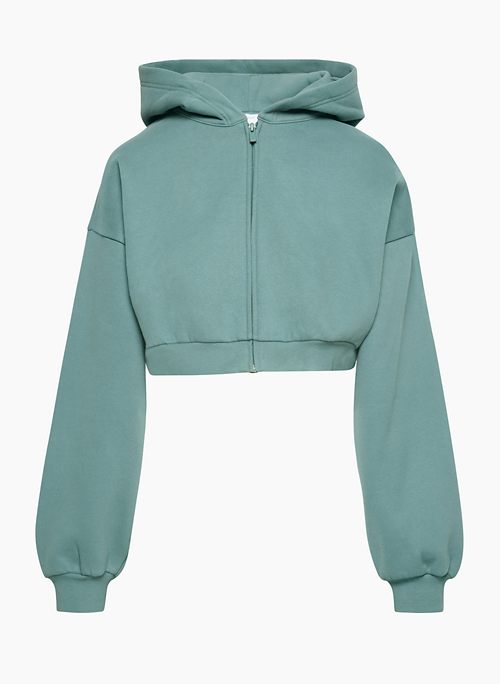 COZY FLEECE MEGA CROPPED ZIP HOODIE - Oversized cropped zip-up fleece hoodie