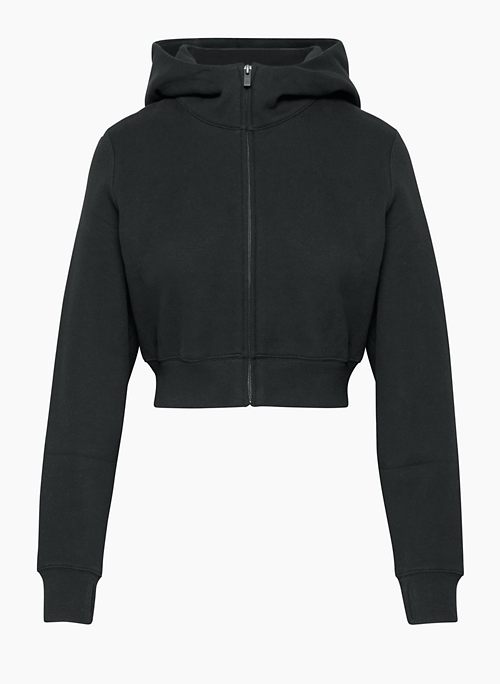 COZY FLEECE PERFECT SHRUNKEN ZIP HOODIE - Perfect-fit shrunken fleece zip hoodie