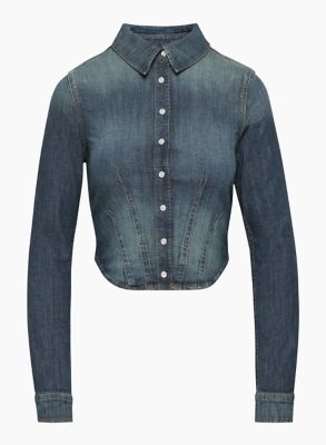stretch fitted denim shirt