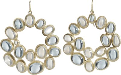 Judy Geib Giant Moonstone & Aqua Hoop Earrings