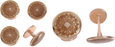 Barneys New York Rose Gold & Floral Enamel Cufflink Set