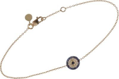 Alexandra Moosally Diamond & Sapphire Mini Evil Eye Gold Bracelet