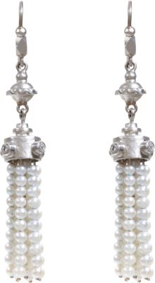 Cathy Waterman Pearl Short Turret Tassel Earrings with Diamonds