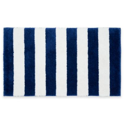 Beach Stripe Bath Rug in Blue/White