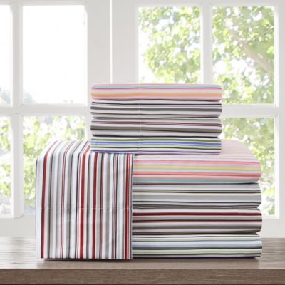 intelligent design multistripe california sheet set  bed