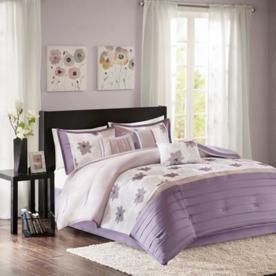 madison park serene embroidered 7 piece purple comforter se