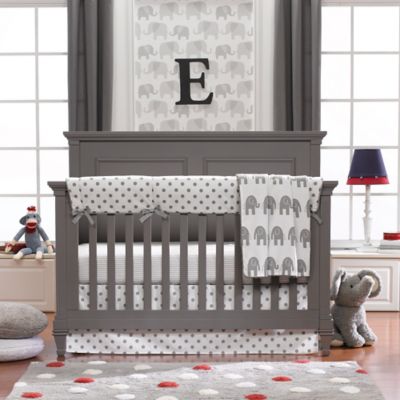 liz and roo elephants 3-piece crib bedding set in grey