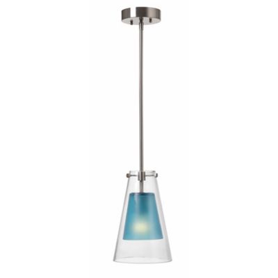 Kenroy Home Wolf 1-Light Mini Pendant in Brushed Steel/Blue