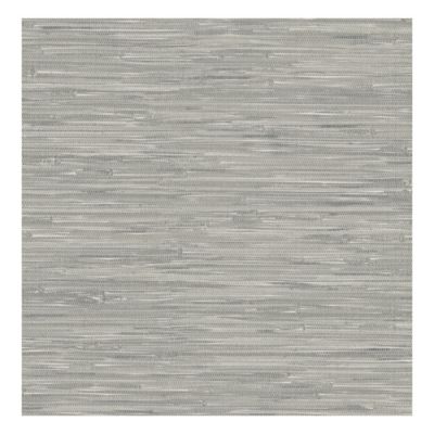 Nuwallpaper™ Tibetan Grasscloth Peel And Stick Wallpaper in Grey - Bed