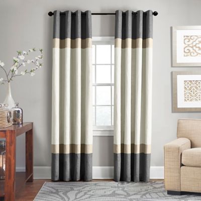 Veratex Brooklyn Colorblock Linen Grommet Window Curtain Panel - Bed ...