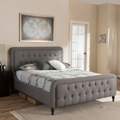 Baxton Studio Celine Platform King Bed in Grey - Bed Bath & Beyond