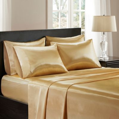 madison park essentials premier comfort satin king sheet set in gold