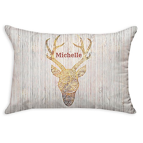 Buy Reindeer WhiteFire Poplin Oblong Throw Pillow in Gold from Bed Bath & Beyond