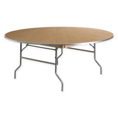  Furniture 72Inch Round Heavy Duty Birchwood Folding Table in Natural