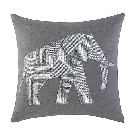 Brooklyn Loom Jackson Embroidered Elephant Square Throw Pillow - Bed Bath & Beyond