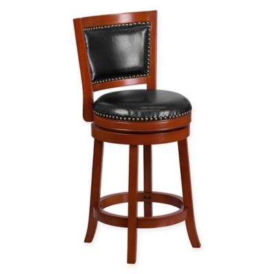 Buy Comfortable Counter Stools from Bed Bath & Beyond - Flash Furniture Padded-Back Swivel Counter Stool in Cherry/Black