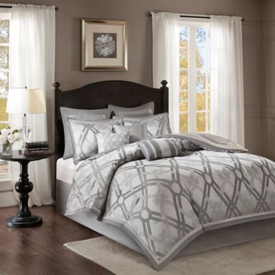 Madison Park Kendall Comforter Set in Silver - Bed Bath & Beyond