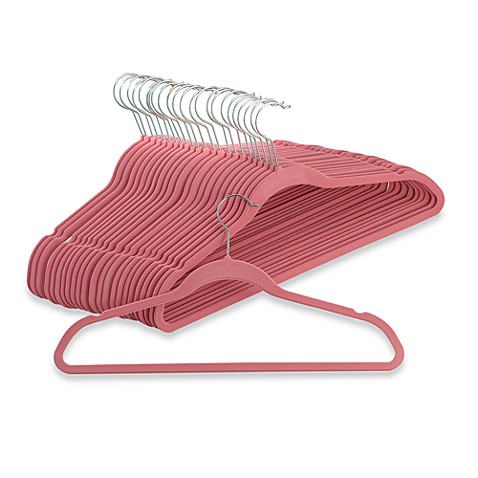 Ultra Slim Pink Flocked Hangers (Set of 50) - Bed Bath & Beyond