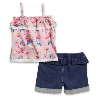 denim 2 piece short set