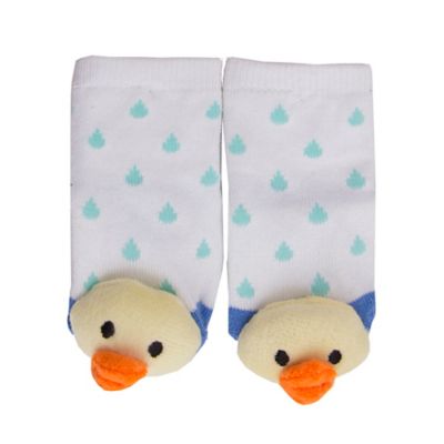 Cuddl Duds® Size 0-6M Duck Rattle Socks in White - buybuy BABY