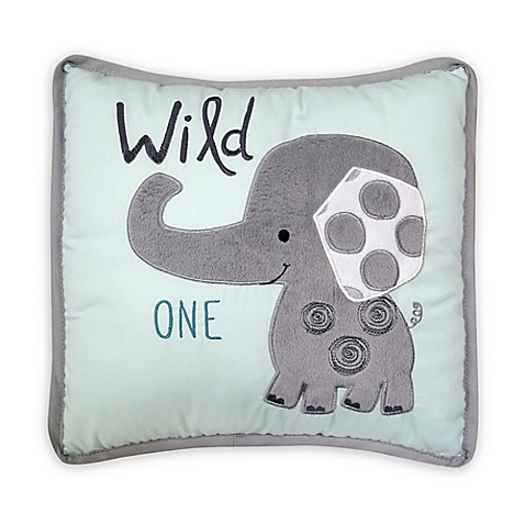 Lambs & Ivy Yoo Hoo Elephant Throw Pillow in Grey/Blue - Bed Bath & Beyond