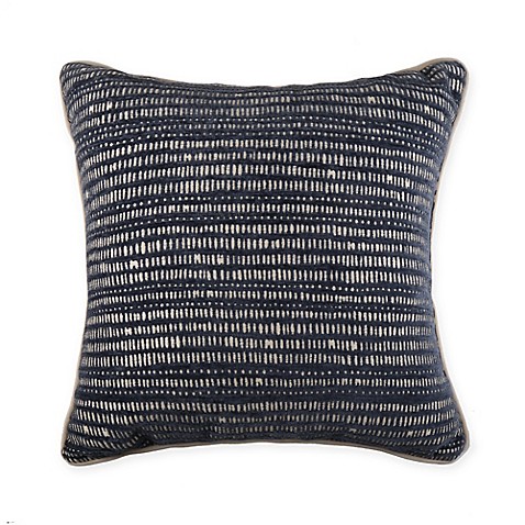 Manuscript Square Throw Pillow in Navy - Bed Bath & Beyond