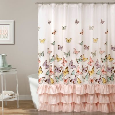 Pink And Purple Ruffle Shower Curtain Home The Honoroak