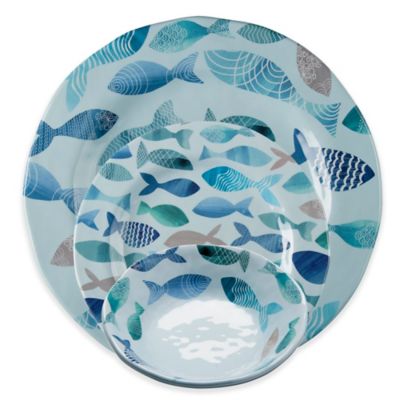 tag Fish Melamine Dinnerware Collection in Blue - Bed Bath & Beyond