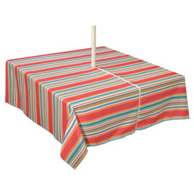 Buy 70-Inch Square Tablecloth from Bed Bath & Beyond - Mystic Stripe 70-Inch Square Umbrella Tablecloth in Aqua