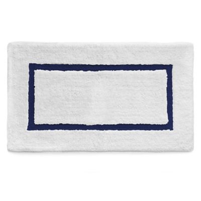 Kassatex Baratta Turkish Cotton Bath Rug in White/Navy