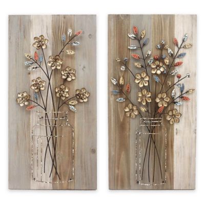 Stylecraft "Bouquet" Wood and Metal Wall Art Collection - Bed Bath & Beyond